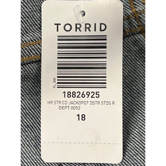 Torrid Jeans Plus 18 High Rise Slit Hem Distress Straight Fitted Stud Women New - Picture 8 of 11